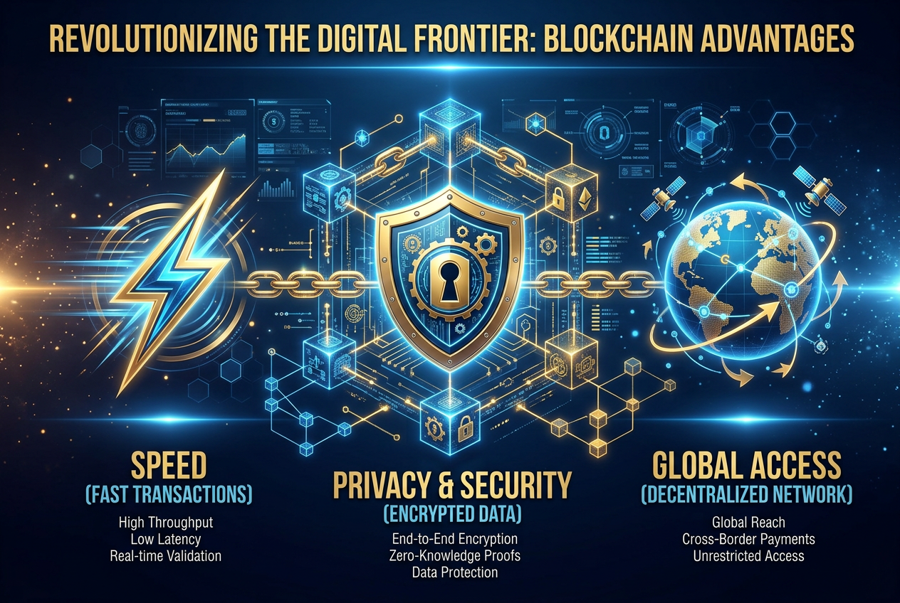 Moderní vizualizace výhod krypto kasina jako rychlost, anonymita a bezpečnost na blockchainu