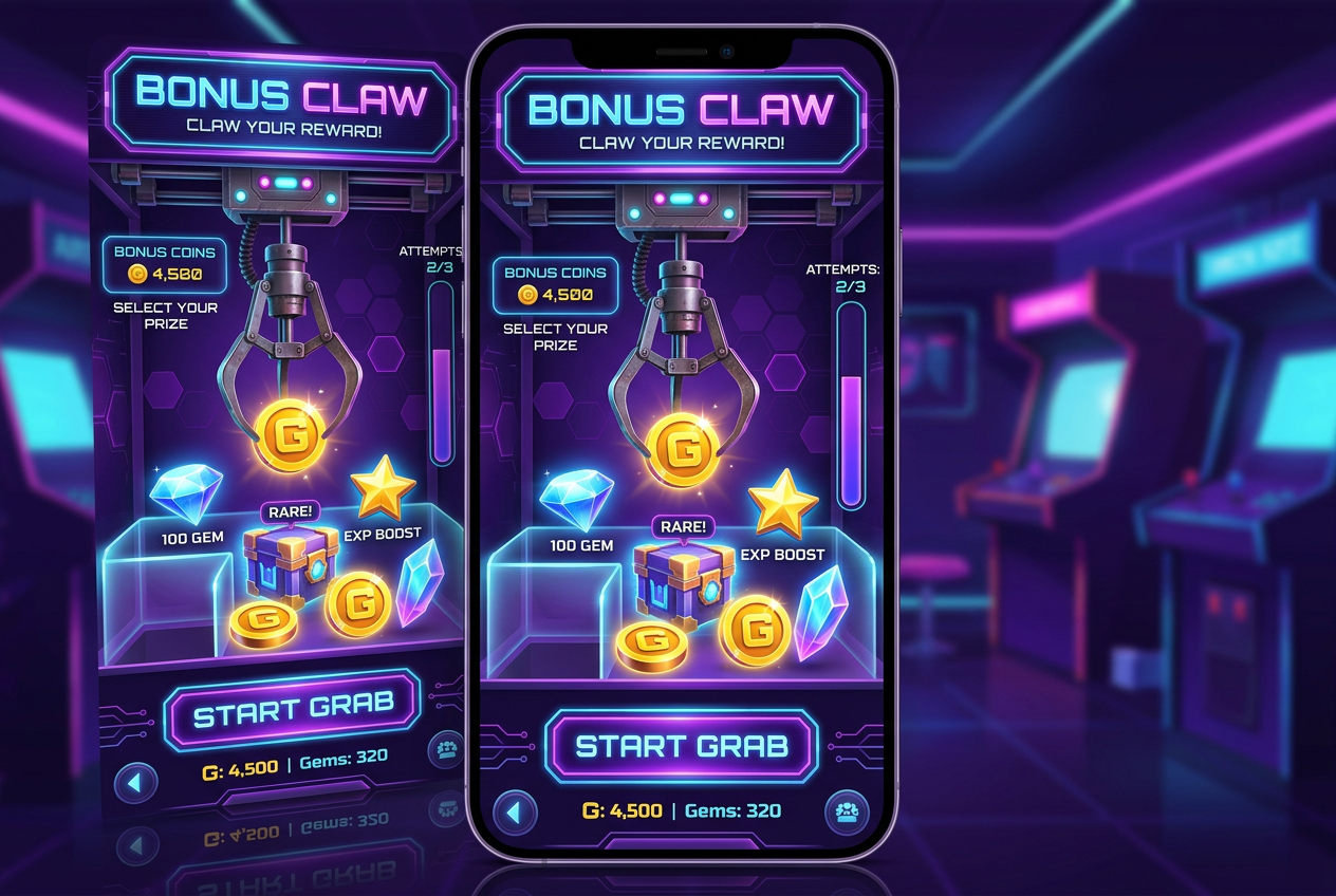 Detail rozhraní kasina Spinight s bonusovým klepetem a fialovým neonovým motivem